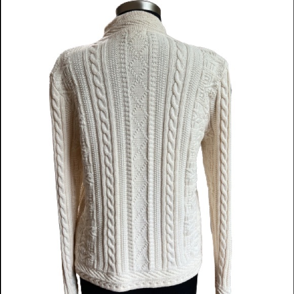 L.L. Bean Cable Knit Button Front Cardigan RN 71341 VN 06097 100% Cotton Medium - Picture 5 of 7